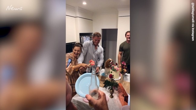 Tom Burgess and Talia Giumelli reveal gender of baby