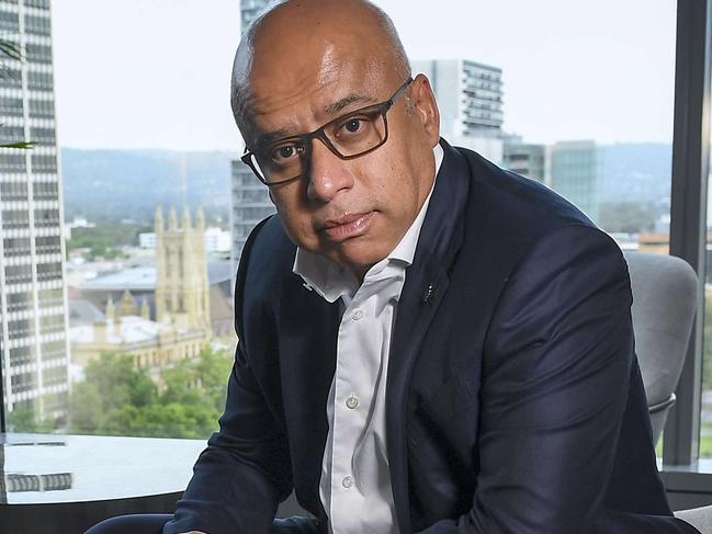 Sanjeev Gupta poses in his city office on the 10th floor of the EY  building in Adelaide Tuesday,October,22,2024.Picture Mark Brake