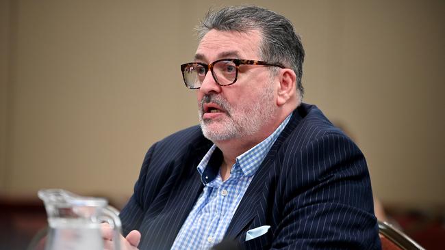 Australian Qatar Business Council chairman and national president Simon Harrison at the Senate inquiry. Picture: John Gass