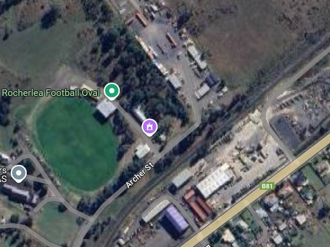 Google maps show the site next to the Rocherlea Football Club and over the road from residential houses. Picture: supplied