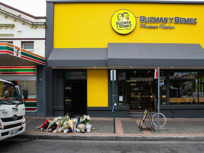 He was stabbed outside the Guzman Y Gomez on Marrickville Road. Picture: NewsWire / Gaye Gerard