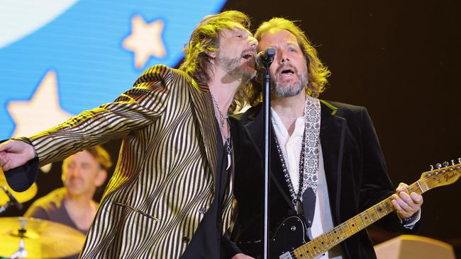 Chris Robinson and Rich Robinson of The Black Crowes onstage during the 2022 Stagecoach Festival at the Empire Polo Field in Indio, California. Picture: Amy Sussman/Getty Images for Stagecoach