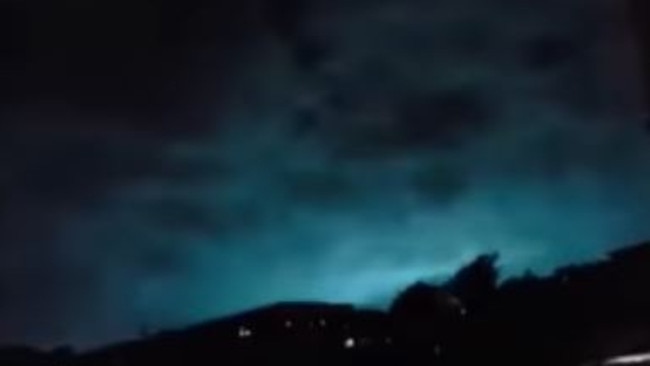 Earthquake lights seen from a video posted on YouTube. Picture: YouTube. Zachary Bell