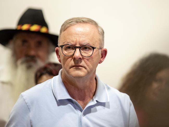 PM Anthony Albanese in Alice Springs after meeting with local leaders and Chief Minister Natasha Fyles this week. Picture: Liam Mendes