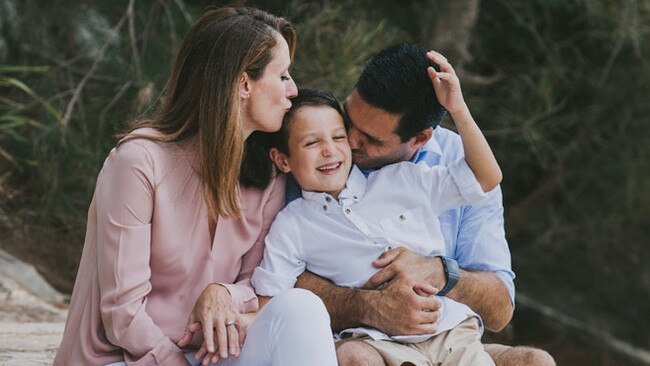 Levi Wheeler, pictured with his parents Kathryn and Ben, was diagnosed with DIPG just after he turned seven.