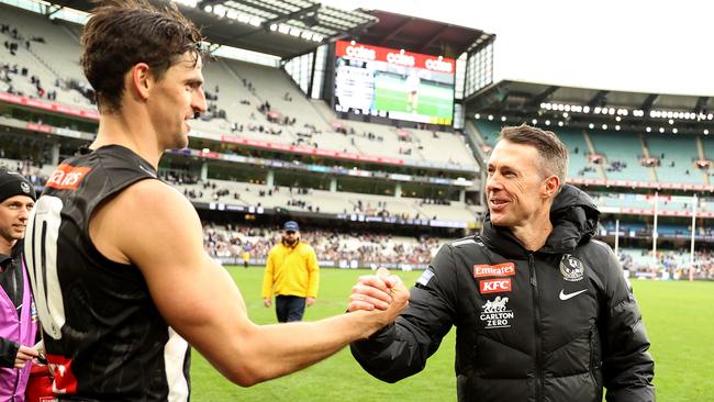 Instead of the bake Scott Pendlebury anticipated, coach Craig McCrae was only positive at three quarter time against North Melbourne. Picture: Getty Images