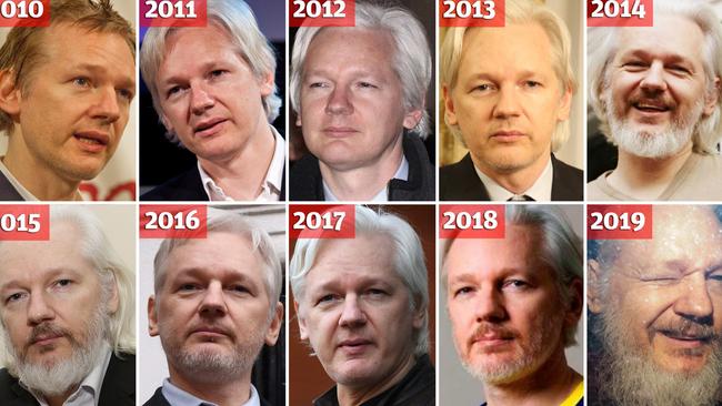 Julian Assange throughout the years. Picture: Getty