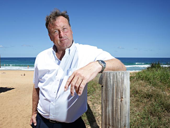 Michael Howard at North Narrabeen beach where his father was found dead over 50 years ago. Picture: Adam Yip.