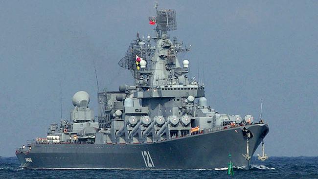 The Moskva, missile cruiser flagship of Russian Black Sea Fleet, was 'seriously damaged' in a rocket attack. Picture: AFP