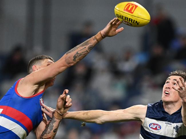 Rory Lobb’s move to the backline rejuvenated his career at the Bulldogs. Picture: Daniel Pockett/Getty Images