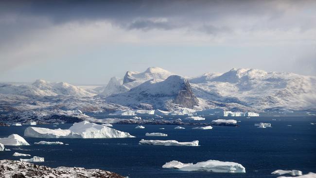 Icebergs are seen from NASA's Oceans Melting Greenland research aircraft. Picture: Getty Images