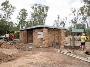 TAKING SHAPE: Work is ongoing at the Six Mile Creek rest stop toilet block. Picture: Jacob Carson