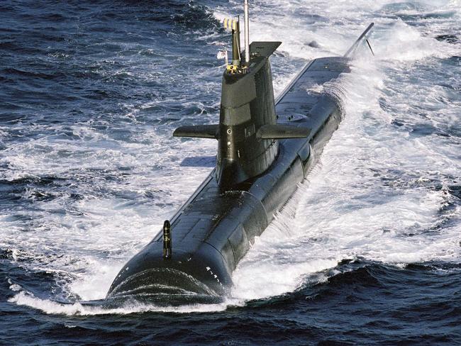 One of the Australian navy’s ageing Collins-class submarines at sea.