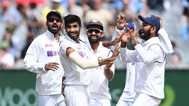 Jasprit Bumrah got the better of Steve Smith on Monday. Picture: Getty