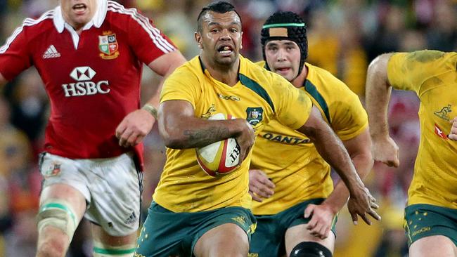 Kurtley Beale of the Wallabies during the Rugby Union First Test match between Australia and the British and Irish Lions played at Suncorp Stadium in Brisbane. Pic Darren England.