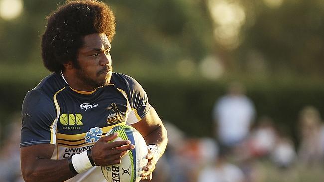 Henry Speight takes on the defence in the trial match between the Brumbies and the ACT XV.