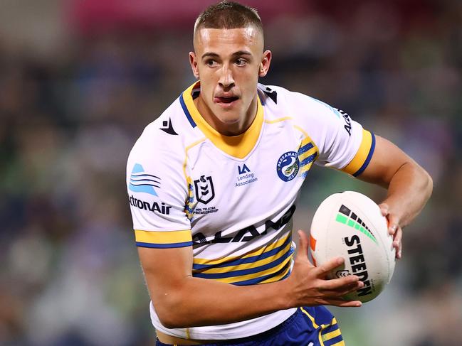 CANBERRA, AUSTRALIA - MAY 13: Jake Arthur of the Eels in action during the round 11 NRL match between Canberra Raiders and Parramatta Eels at GIO Stadium on May 13, 2023 in Canberra, Australia. (Photo by Mark Nolan/Getty Images)