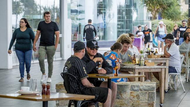 Patrons at The Beach Cafe and Elston Restaurant &amp; Bar in Surfers Paradise. Picture: Jerad Williams