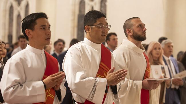 The Ordination of Gerard Lai, Minje Kim and Issac Falzon at St Stephen’s Cathedral, Brisbane. Picture: Natalie Grono