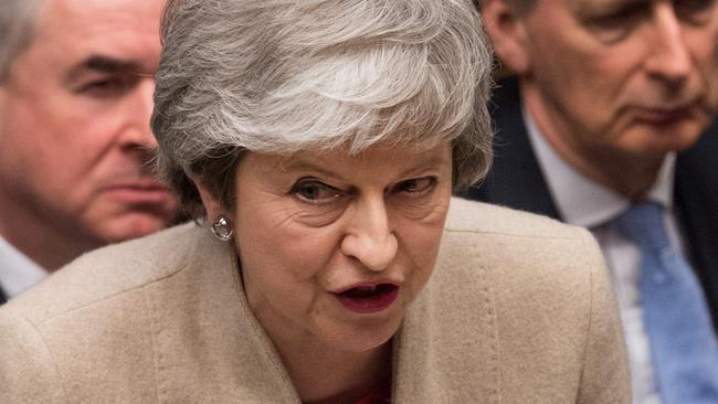 Prime Minister Theresa May speaking during the debate on Friday local time in the House of Commons on the Government's Withdrawal Agreement Bill. Picture: Mark Duffy/UK parliament/via AFP