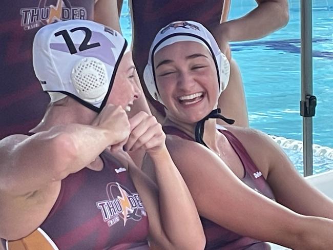 Molly Nasser, right, and Amelia Watts share a joke.