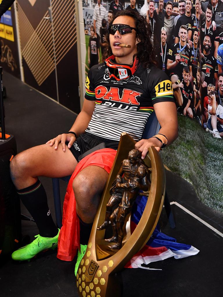 Jarome Luai in the Penrith rooms post-match. Picture: NRL Photos/Gregg Porteous