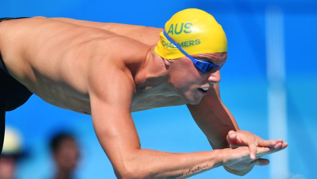 Kyle Chalmers of Australia during the Men's 200m Freestyle heats on day two of swimming competition at the XXI Commonwealth Games at Gold Coast Aquatic Centre on the Gold Coast, Australia, Friday, April 6, 2018. (AAP Image/Darren England) NO ARCHIVING, EDITORIAL USE ONLY