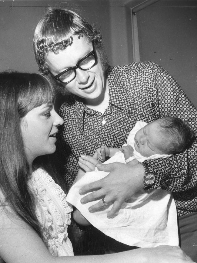 John Vincent with wife Sue and their newborn baby daughter Samantha at the Calvary Hospital, 1971.