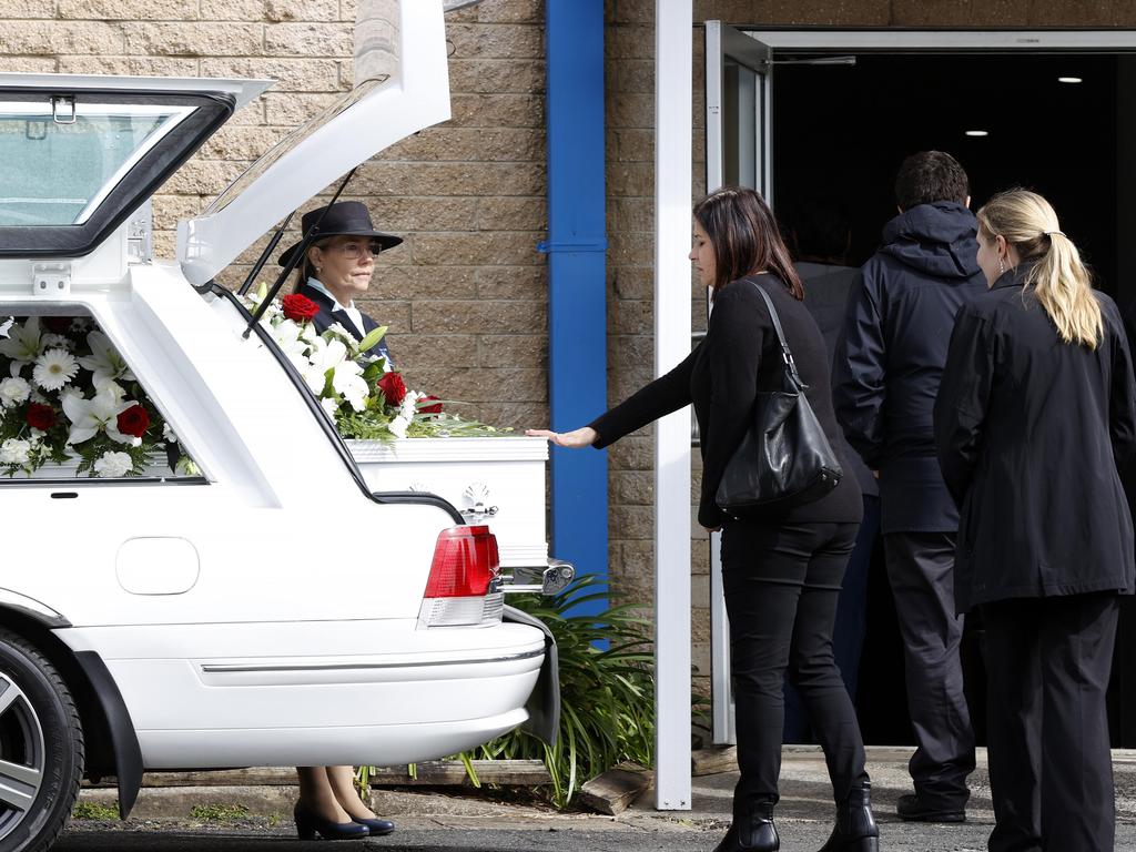 A mourner paying her respects as she arrives at the funeral service for Tyrese Bechard at HisHouse Church in Picton. Picture: Jonathan Ng