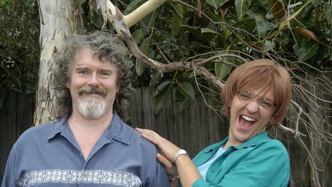 So funny but so wrong ... Chris Lilley as Pat Mullins (right) with her husband Terry.