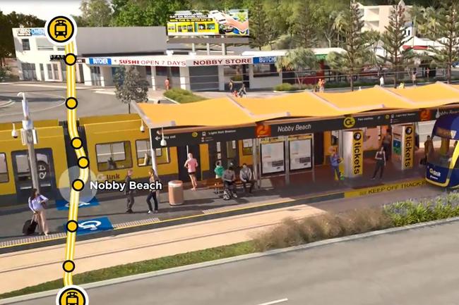 <p>2018: Artist impression of Gold Coast Light Rail Stage 3A route.</p>