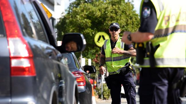 The border checkpoint in Coolangatta. Picture: NCA NewsWire / Steve Holland