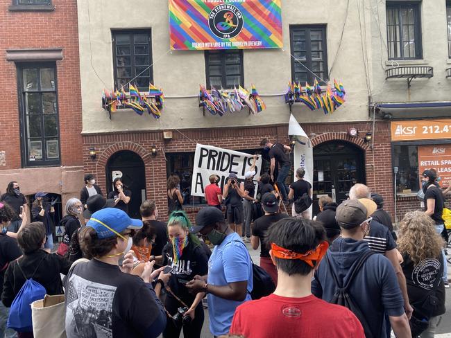 A protest outside the Stonewall Inn in downtown Manhattan. Picture: Megan Palin