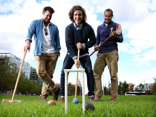 Tom Skipper, Stuart Duckworth and Sam Weckert from the Royal Croquet Club.