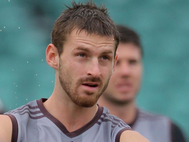 Hawks Brendan Whitecross during training at Aurora Stadium at Launceston