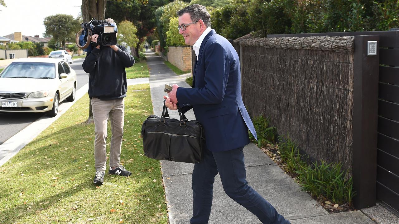 Daniel Andrews leaves his house on his last day as Premier. Picture: Josie Hayden