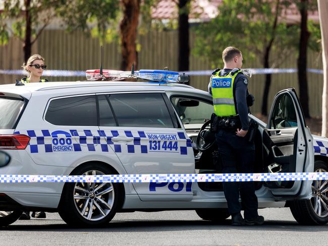 MELBOURNE, AUSTRALIA - NewsWire Photos MARCH 22, 2022: Police at the scene in Bayview Crescent Hoppers Crossing where two men have been shot and another stabbed in an aggravated burglary at Hoppers Crossing.Police have been told the violence erupted after a car was driven into homeÃ¢â¬â¢s garage on Bayview Crescent at 8.45 on Tuesday night.Picture: NCA NewsWire / David Geraghty