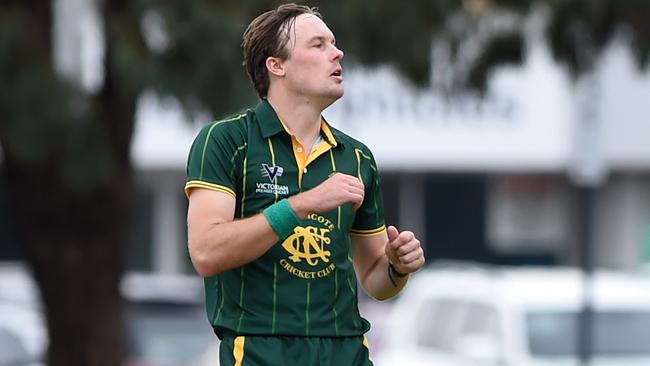 Northcote bowler Michael Topp. Picture: Steve Tanner