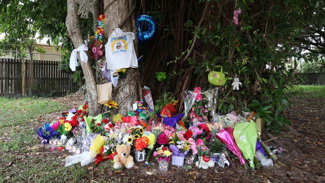 Floral tributes to the children left in Murray Street.