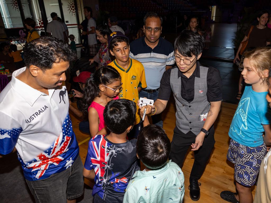 David Lim shows magic tricks at the Festival of Us, held at the Marrara Indoor Stadium on Australia Day, January 26, 2025. Picture: Pema Tamang Pakhrin