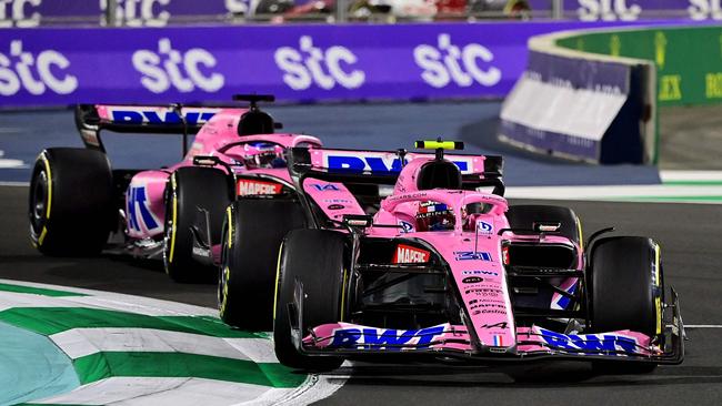 Alpine's French driver Esteban Ocon and Spanish teammate Fernando Alonso jostle for position during the Saudi Arabia Grand Prix. Picture: Andrej Isakovic/AFP