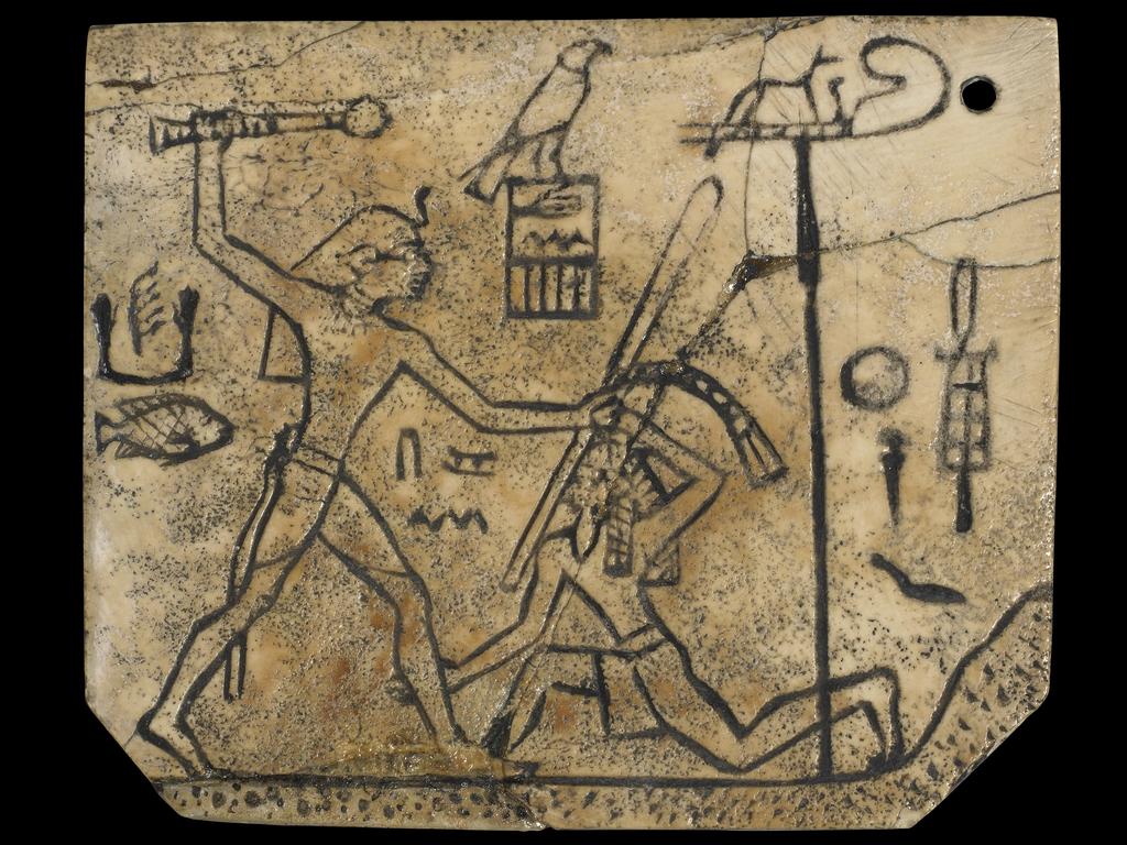 Ivory plaque depicting King Den, from Abydos, Egypt and dating to about 2985BC. Picture: The Trustees of the British Museum