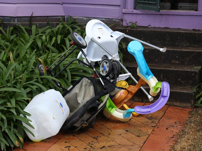 Equipment found outside Kim's Kindy. Picture: Robert Pozo