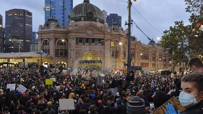 New virus concerns have been sparked after a protester in Melbourne tested positive to coronavirus. Picture: Jason Edwards