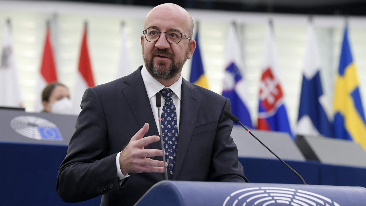 European Council President Charles Michel during a debate on the conclusions of the European Council meeting regarding Russian invasion of Ukraine at the European Parliament in Strasbourg. Picture: Frederick FLORIN / AFP