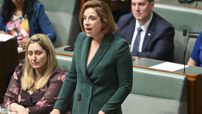 Minister for Aged Care Anika Wells during question time at Parliament House in Canberra. Picture: NewsWire / Martin Ollman