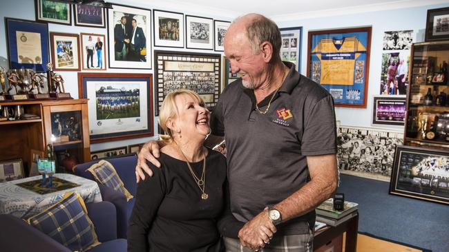 Ray Price &amp; wife Sandy pictured after their dual cancer diagnosis, a 1 in a million chance he &amp; his wife were given devastating cancer diagnosis. Picture: NIGEL HALLETT