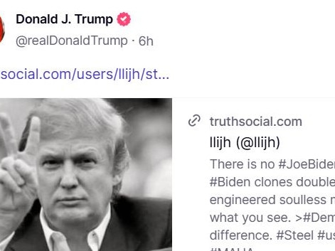 Trump shares bizarre post about Biden.