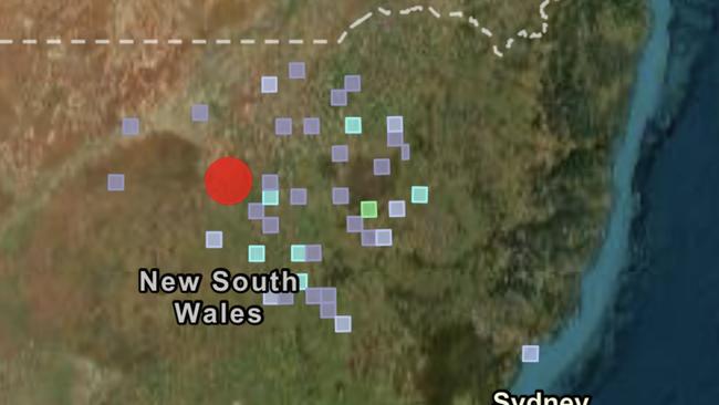 Geoscience Australia confirmed a magnitude 5.2 earthquake struck in a remote part of Orana region, about 160km southeast of Bourke. Picture: Geoscience Australia