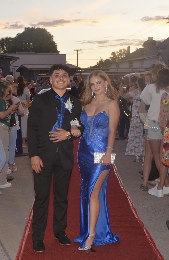 Warwick State High School graduate Saif (L) and partner Samantha at Warwick RSL on November 17, 2023. Photo: Jessica Klein